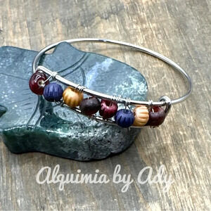 Sodalite handmade silver statement bangle bracelet western rodeo